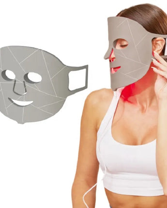 Gesichtsmaske mit Rotlichttherapie, Gesichtsmaske mit Photonen-Schönheitsmaske, Photonen-LED-Licht zur Behandlung gesunder Haut, blaues Licht zur Regeneration und Verlängerung der Haut